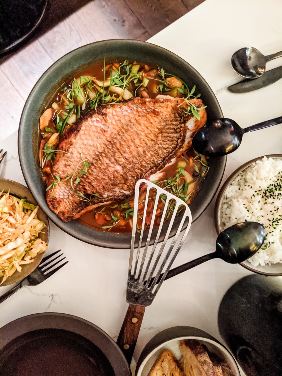 Whole fish in pan